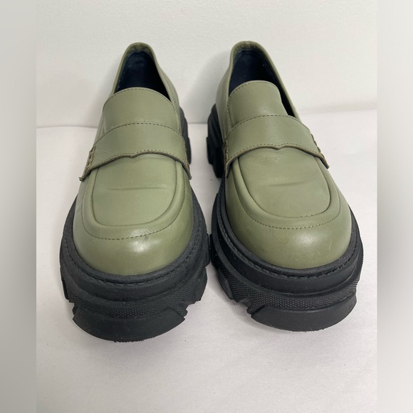 Alohas Trailblazer Leather Loafers Dusty Olive Sz 41 / 10.5 Chunky Platform - Picture 3 of 8